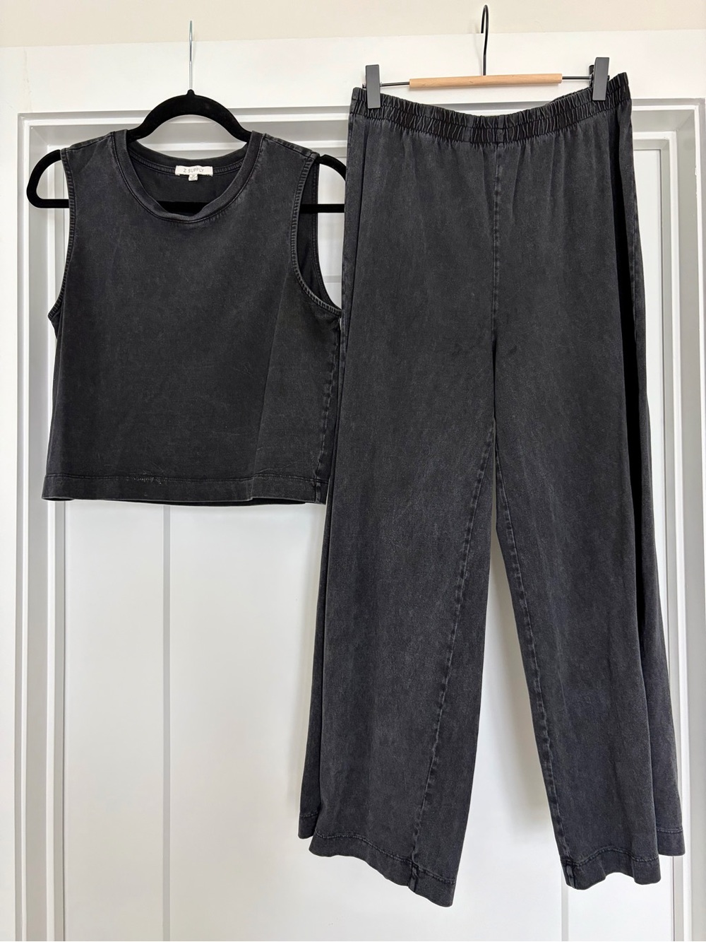 Z Supply Black Wide-Leg Pants with Crop Tank Set